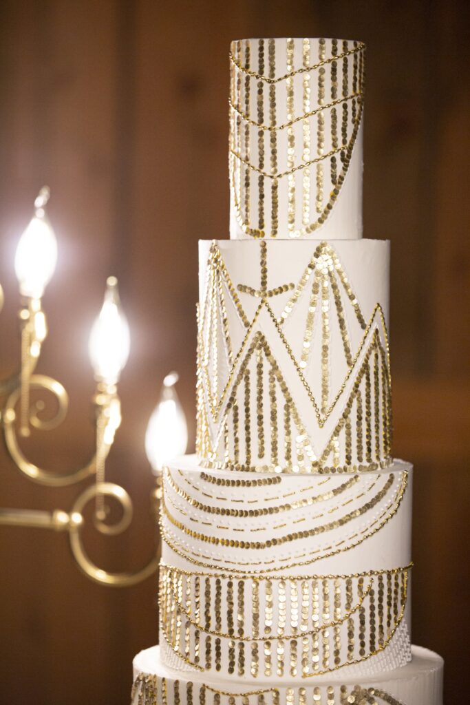 Vintage glam wedding cake featured in L.A. Times with design by Armana Christianson / A. Cakes Bakery
